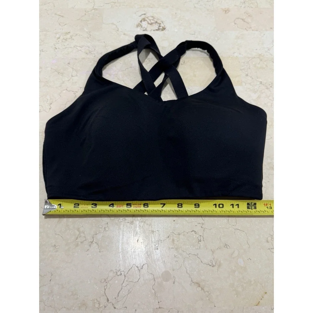 Lululemon Energy High Support Black Wireless Sports Bra 34DDD Crossback
